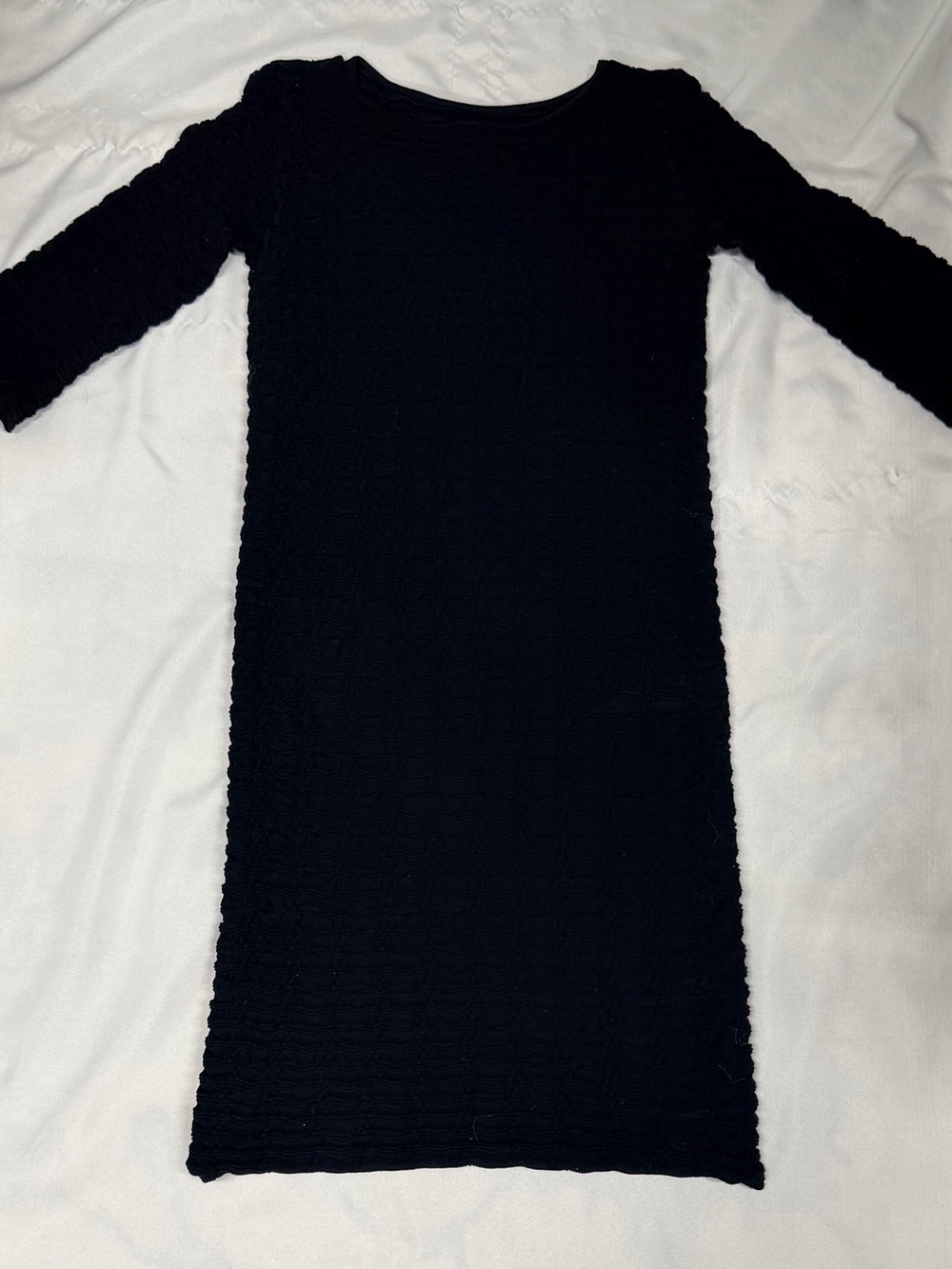 Tees by Tina Black Textured Long Sleeve Midi Dress